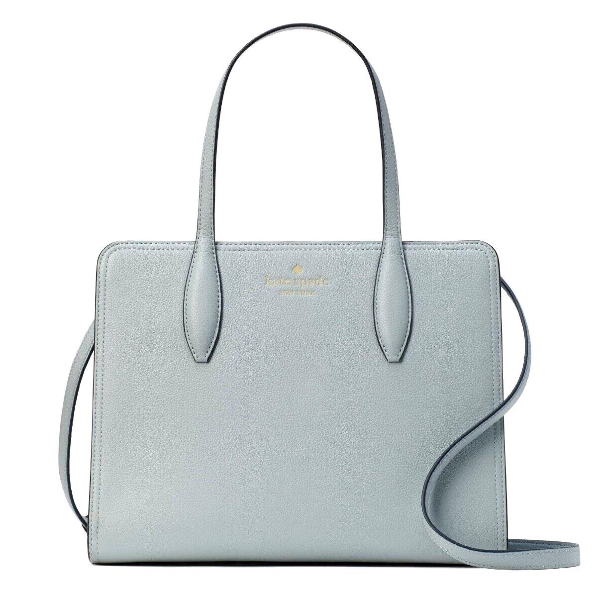 New Kate Spade Rowe Medium Top Zip Satchel in Pebble Leather Avalon Mist