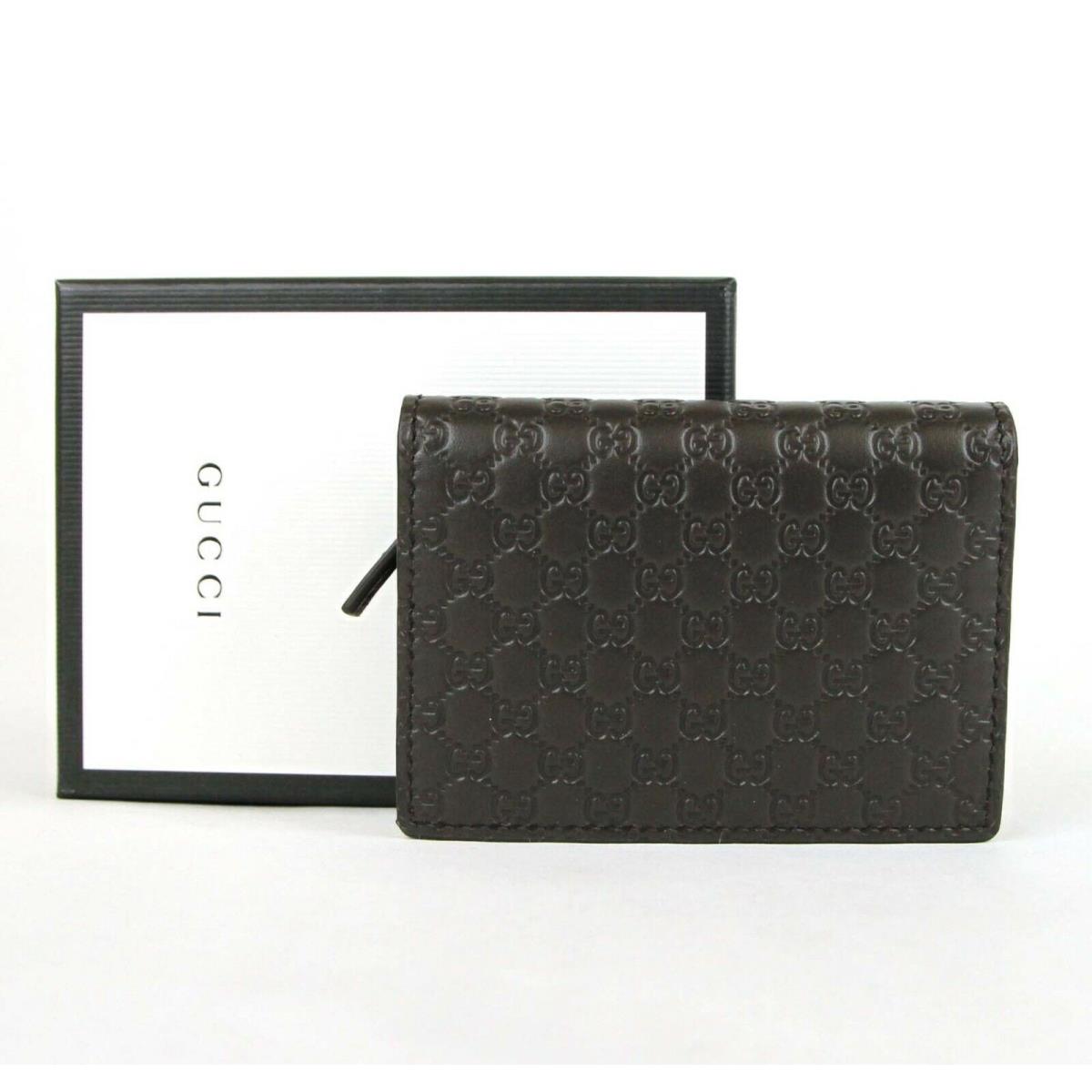 Gucci Men`s Dark Brown Microguccissima Leather Bi-fold Card Case 544474 2044