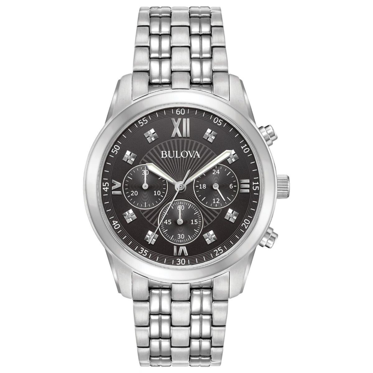 Bulova Mens Classic Chronograph Quartz Silver Stainless Steel Watch 40 MM 96D136