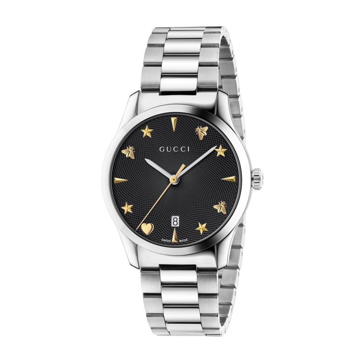 Gucci G-timeless Women`s Watch YA1264029A - Dial: Black, Band: Silver