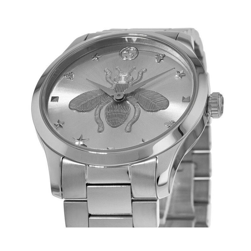 Gucci G-timeless 38mm Silver Bee Dial Steel Women`s Watch YA1264126