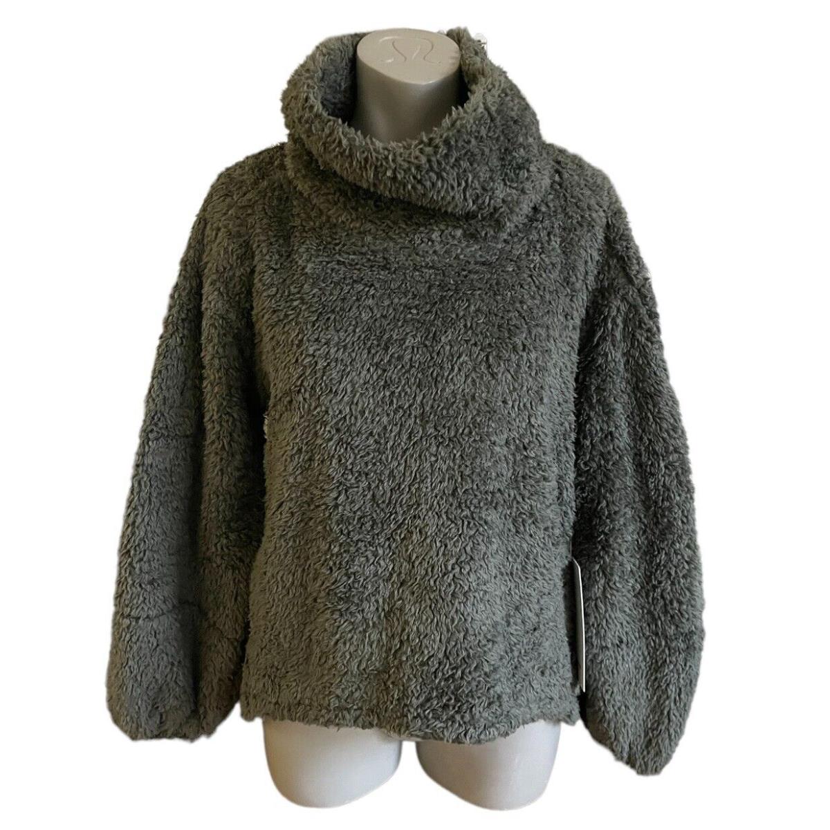 Women`s Lululemon Army Green Warm Restore Sherpa Pullover Sweater Size M/l