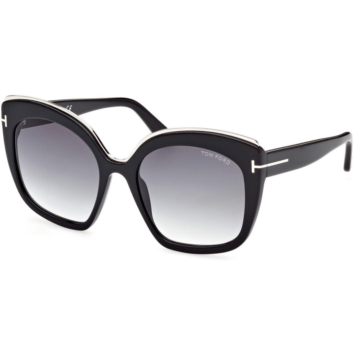 Tom Ford FT0944 Chantalle 01B Shiny Black W. Palladium / Grad Smoke 55MM