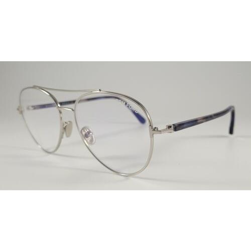 Tom Ford Eyeglasses TF 5684-B Aviator Color 016 Palladium Size 55 Blue Block