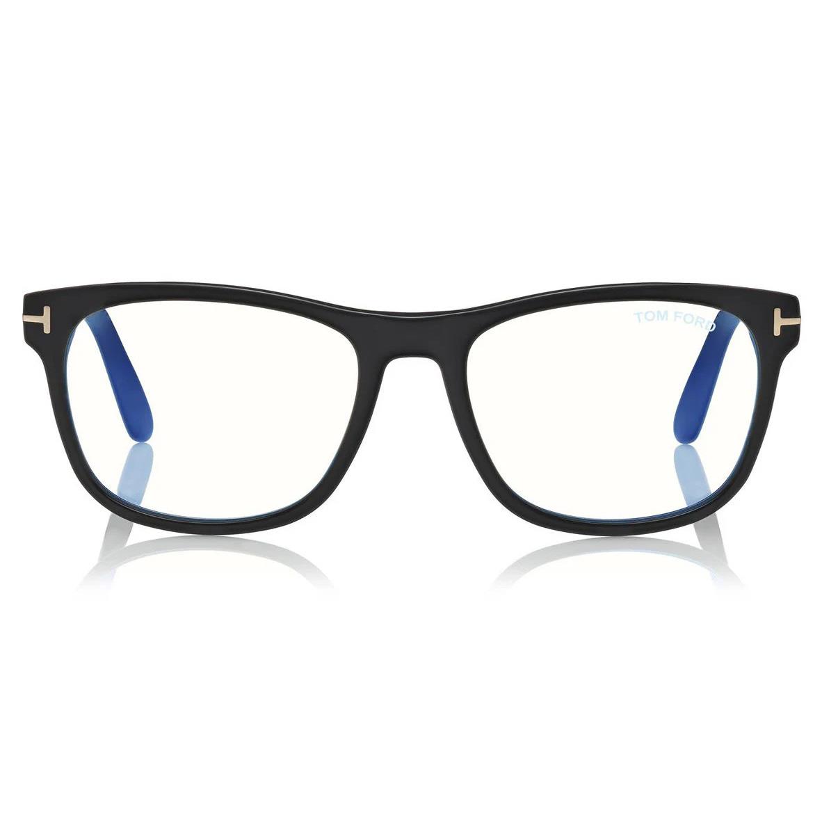 Tom Ford FT5662-B 001 Eyeglasses Shiny Black Frame Blue Block Lenses 54mm