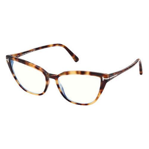 Tom Ford FT5825-B-053-55 Blonde Havana Blue Block Lens Eyeglasses