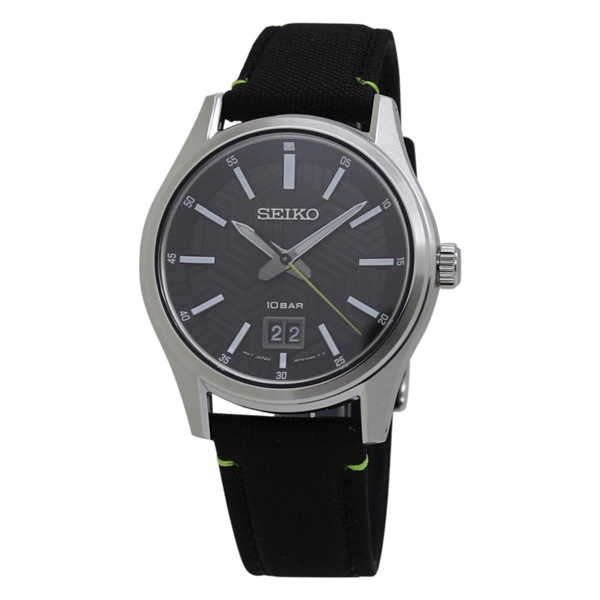 Seiko Essentials Sport Black Dial Black Nylon Men`s Watch SUR517