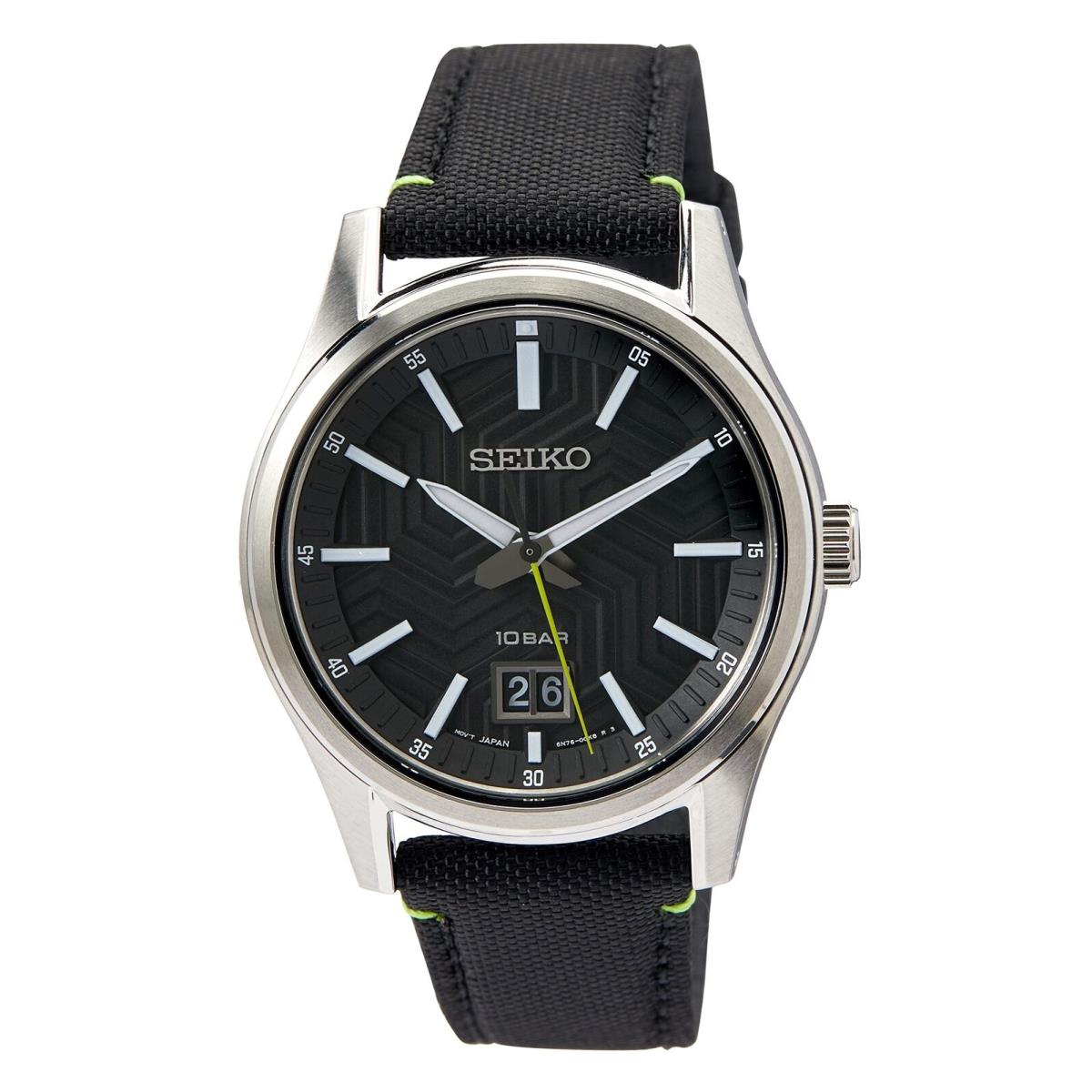 Seiko Big Date Quartz Black Dial Men`s Watch SUR517P1