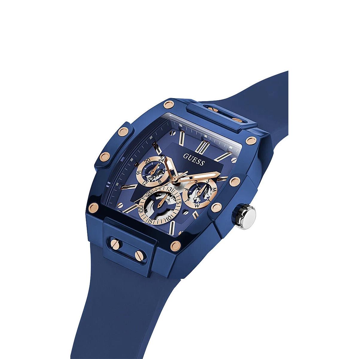 Guess Men`s Phoenix 43mm Blue Dial Silicone Quartz Watch - GW0203G7