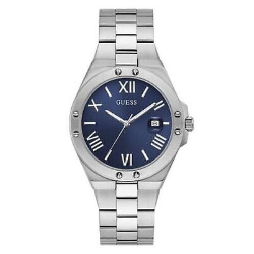 Men`s Guess Classic Stainless Steel Blue Dial Watch GW0276G1 - Blue