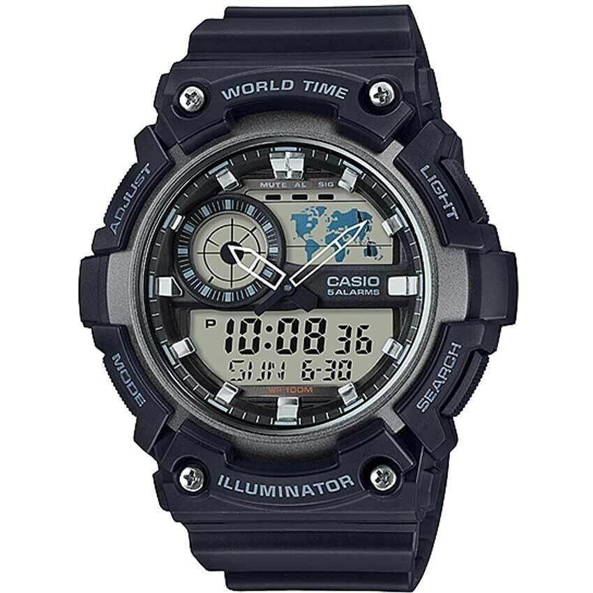 Casio AEQ200W-1AV World Time Watch Analog/digital Combo 5 Alarms 100 Meter
