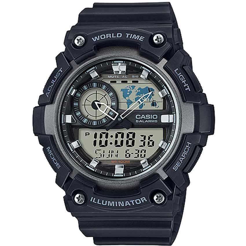 Casio AEQ200W-1AV World Time Watch 100M 5 Alarms Chronograph 100 Meter WR