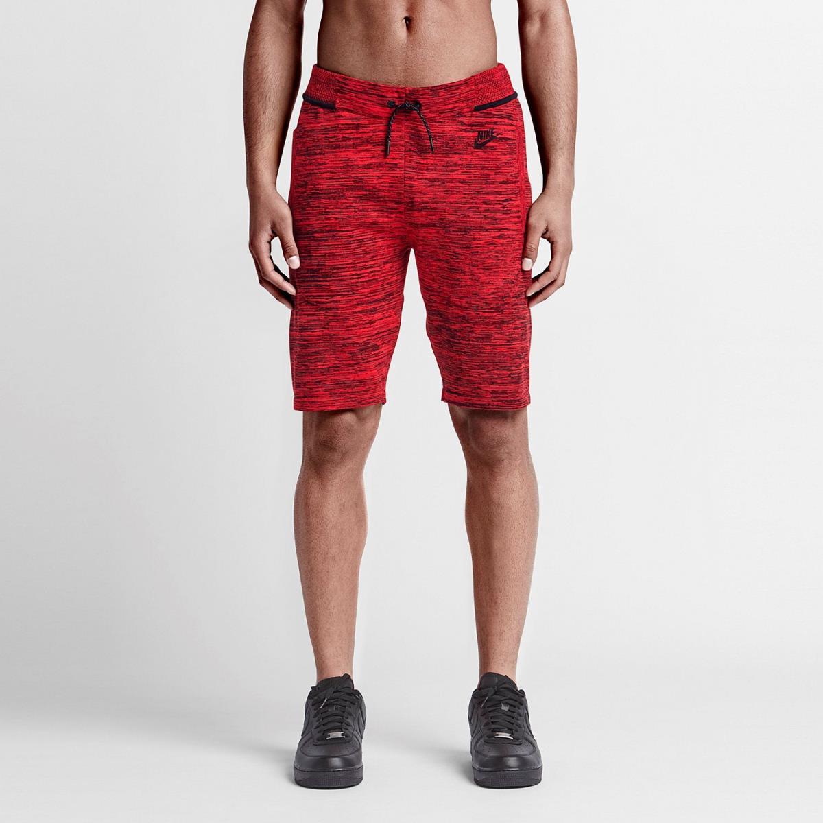 Nike Tech Knit Shorts 728675-671 Red/black Men`s Large L