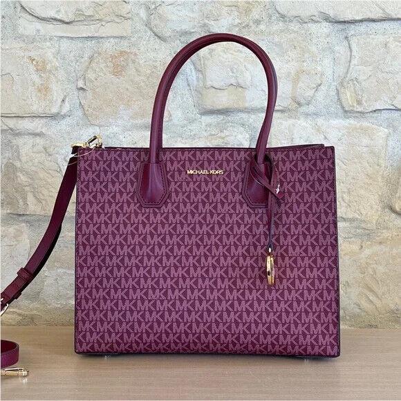 Michael Kors Mercer LG Satchel Shoulder Leather Bag Mulberry Mlt/wallet Option Handbag