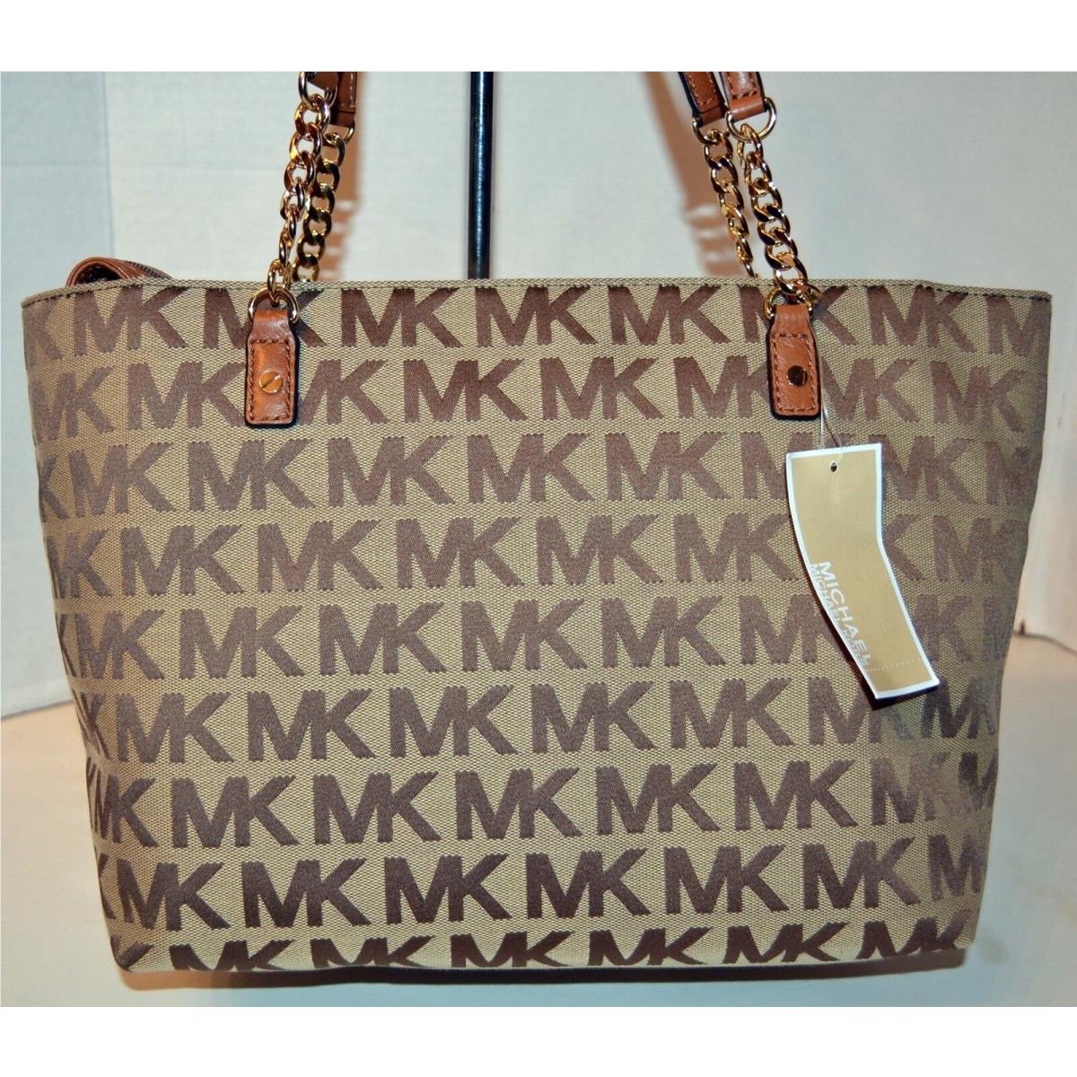 Michael Kors Jet Set Item Tote Beige/luggage Bag Handbag Bolsa Purse MRSP$248