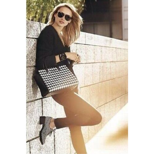 🌞MICHAEL KORS SELMA LARGE BLACK WHITE HOUNDSTOOTH SAFFIANO