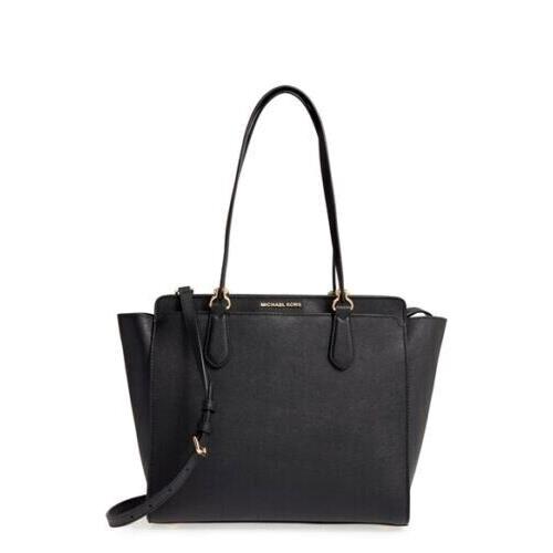 Mchael Kors Dee Dee Black Saffiano Leather Gold Convertible Tote Bag