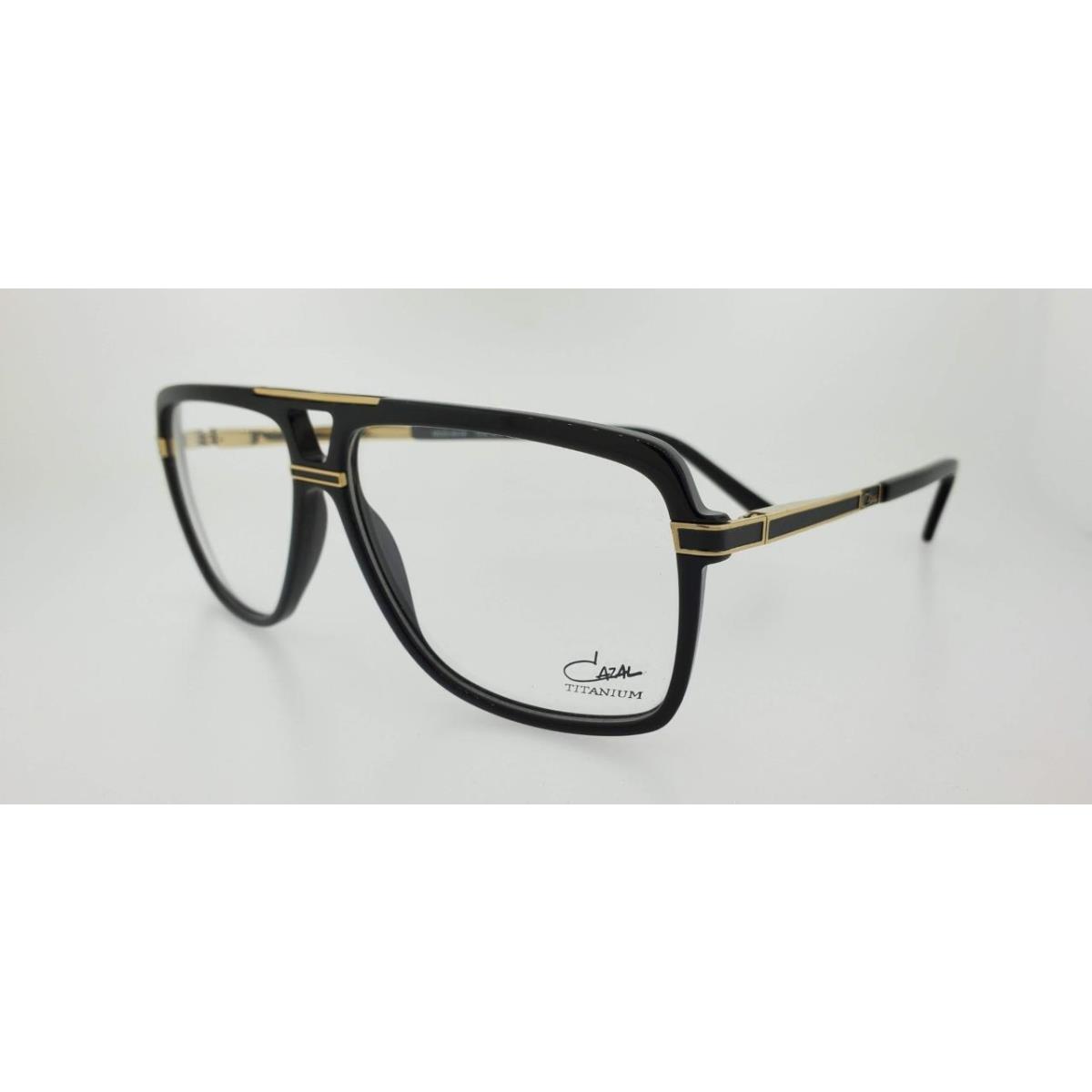 Cazal 6018 001 58MM Black Gold Frame with Clear Lenses