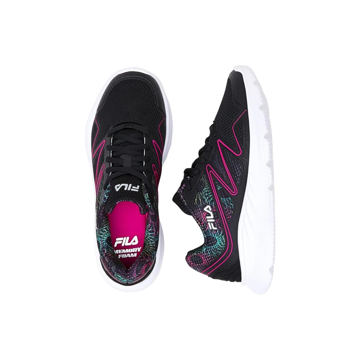 Woman`s Sneakers Athletic Shoes Fila Memory Panorama 9 Black/White/Pink Glo