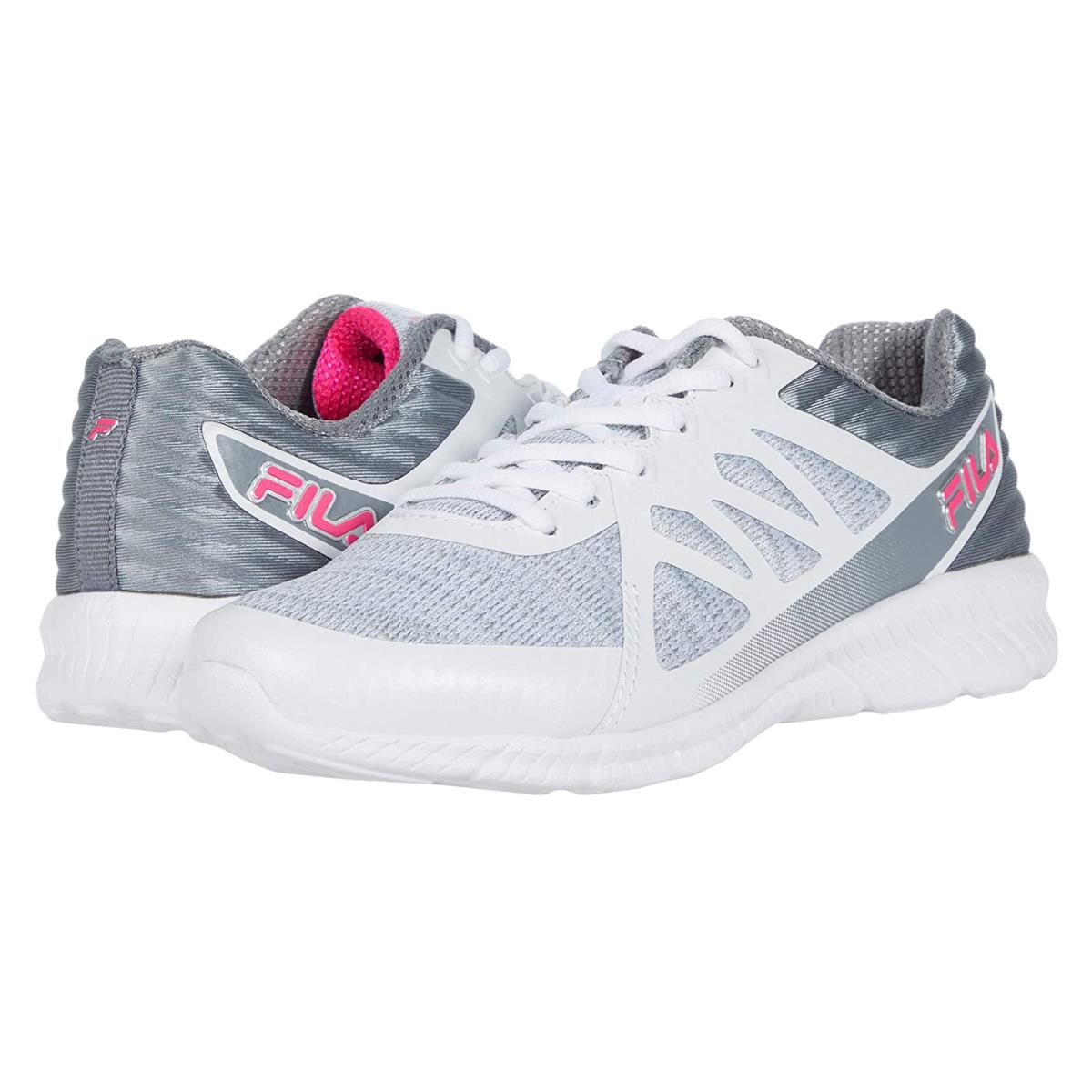 Woman`s Sneakers Athletic Shoes Fila Memory Finity 3 White/Monument/Pink Glow