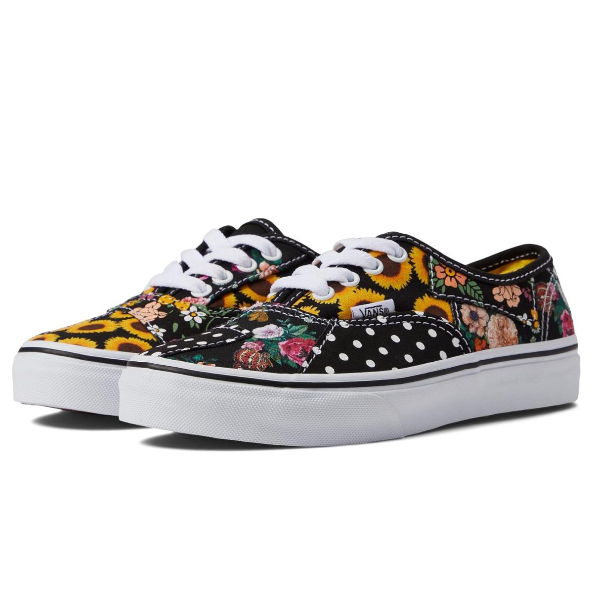 Girl`s Sneakers Athletic Shoes Vans Kids Patchwork Little Kid Sunflower Black/Yellow