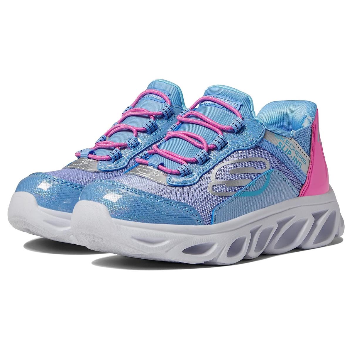 Girl`s Shoes Skechers Kids Slip-ins - Flex Glide Little Kid/big Kid Blue/Pink