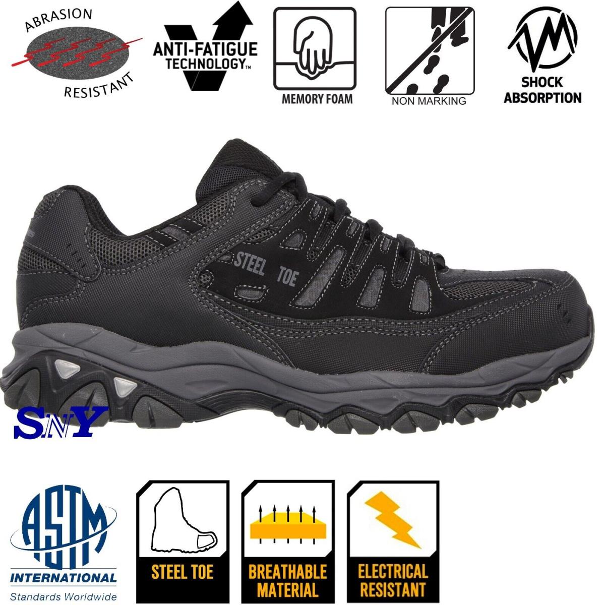 Skechers Men`s Steel Toe Memory Foam Insole Electrical Hazard Astm Rated Shoes