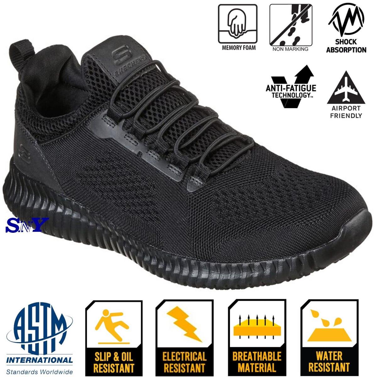 Skechers Men`s Slip Water Resistant Breathable Lightweight Work Shoes Astm