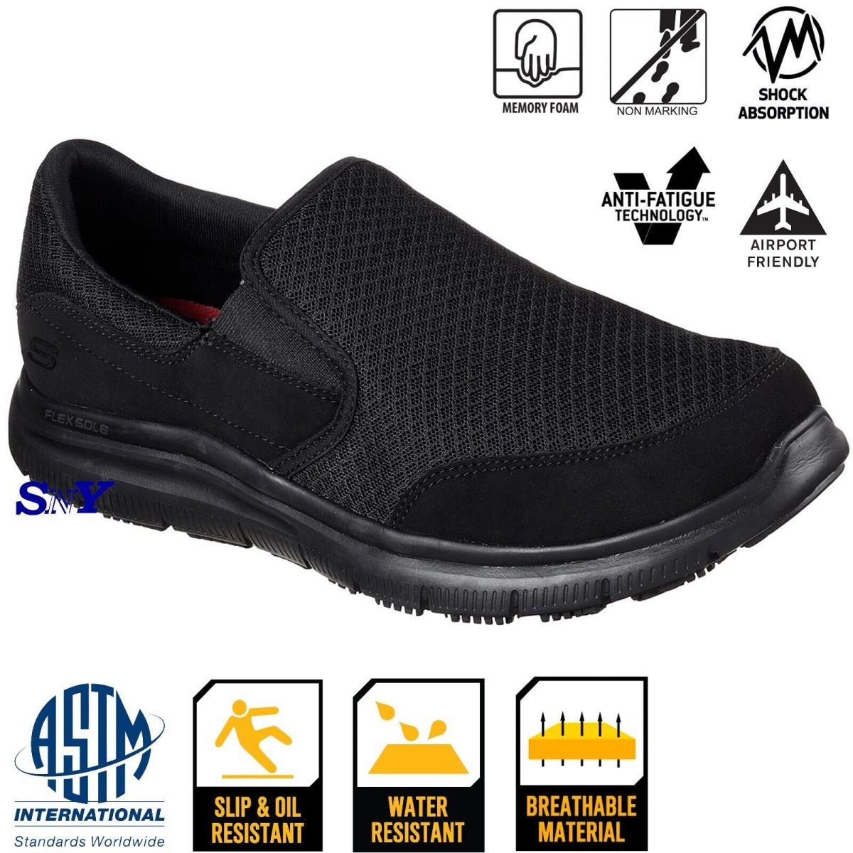 Skechers Men`s Slip-on Slip Water Resistant Breathable Lightweight Work Shoes