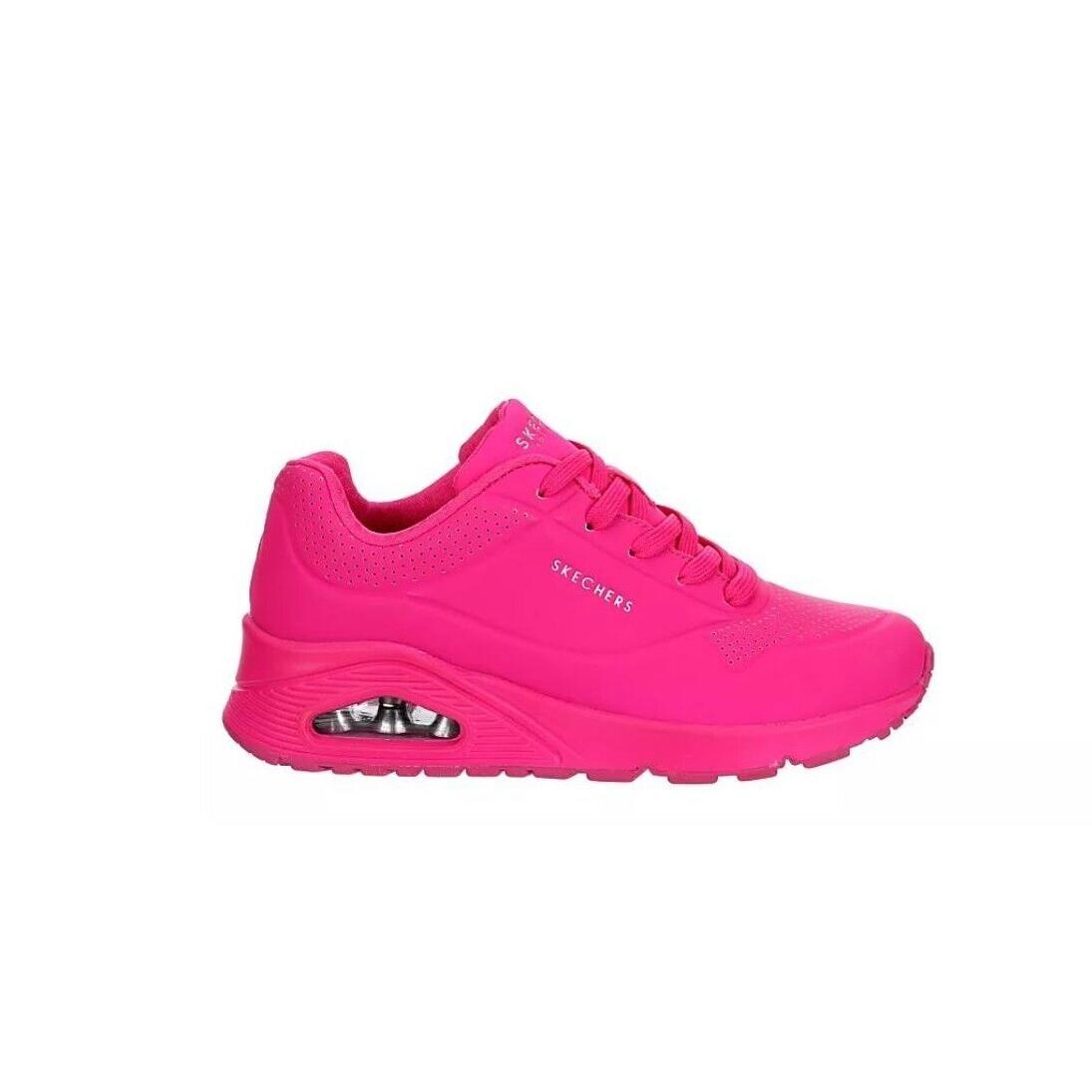 Skechers Air Uno Pop of Sunshine Low Top Women`s Casual Fashion Shoes Sneaker Hot Pink
