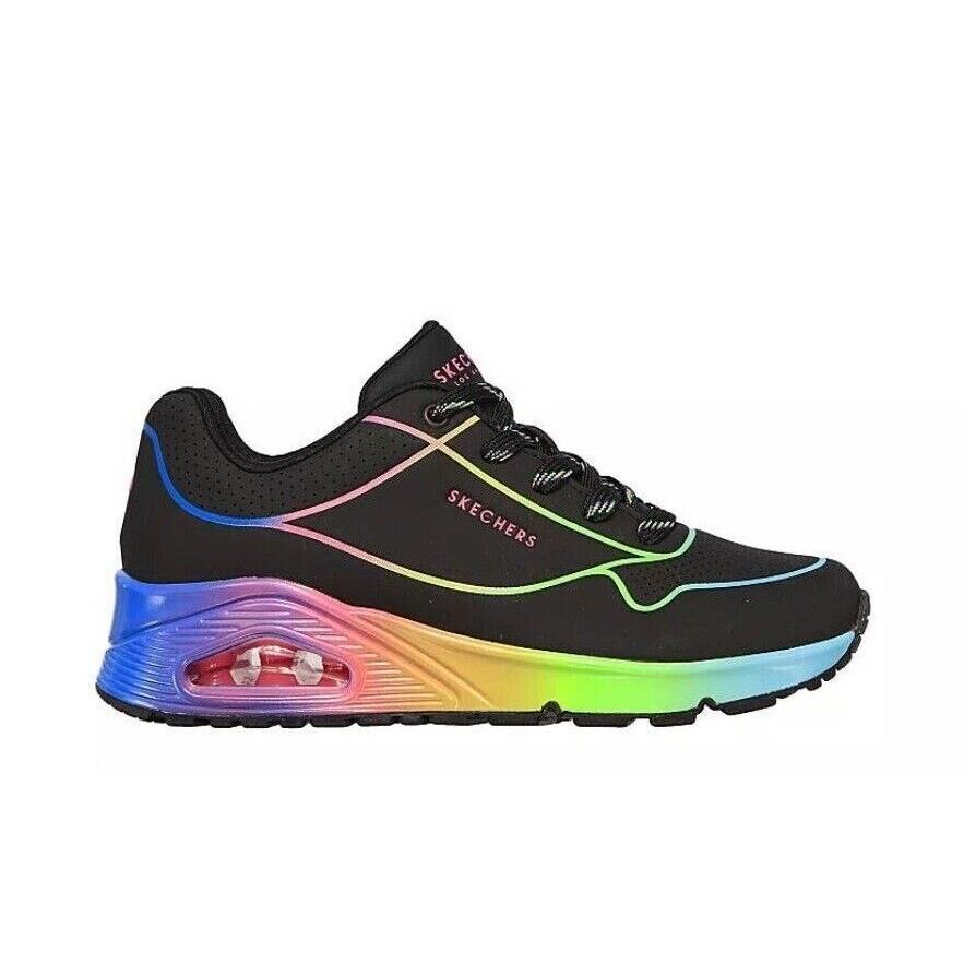 Skechers Air Uno Pop of Sunshine Low Top Women`s Casual Fashion Shoes Sneaker Rainbow