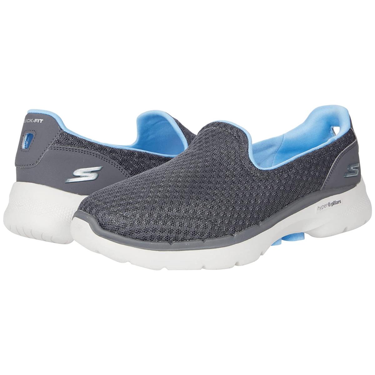 Woman`s Sneakers Athletic Shoes Skechers Performance Go Walk 6 Big Splash Gray/Blue