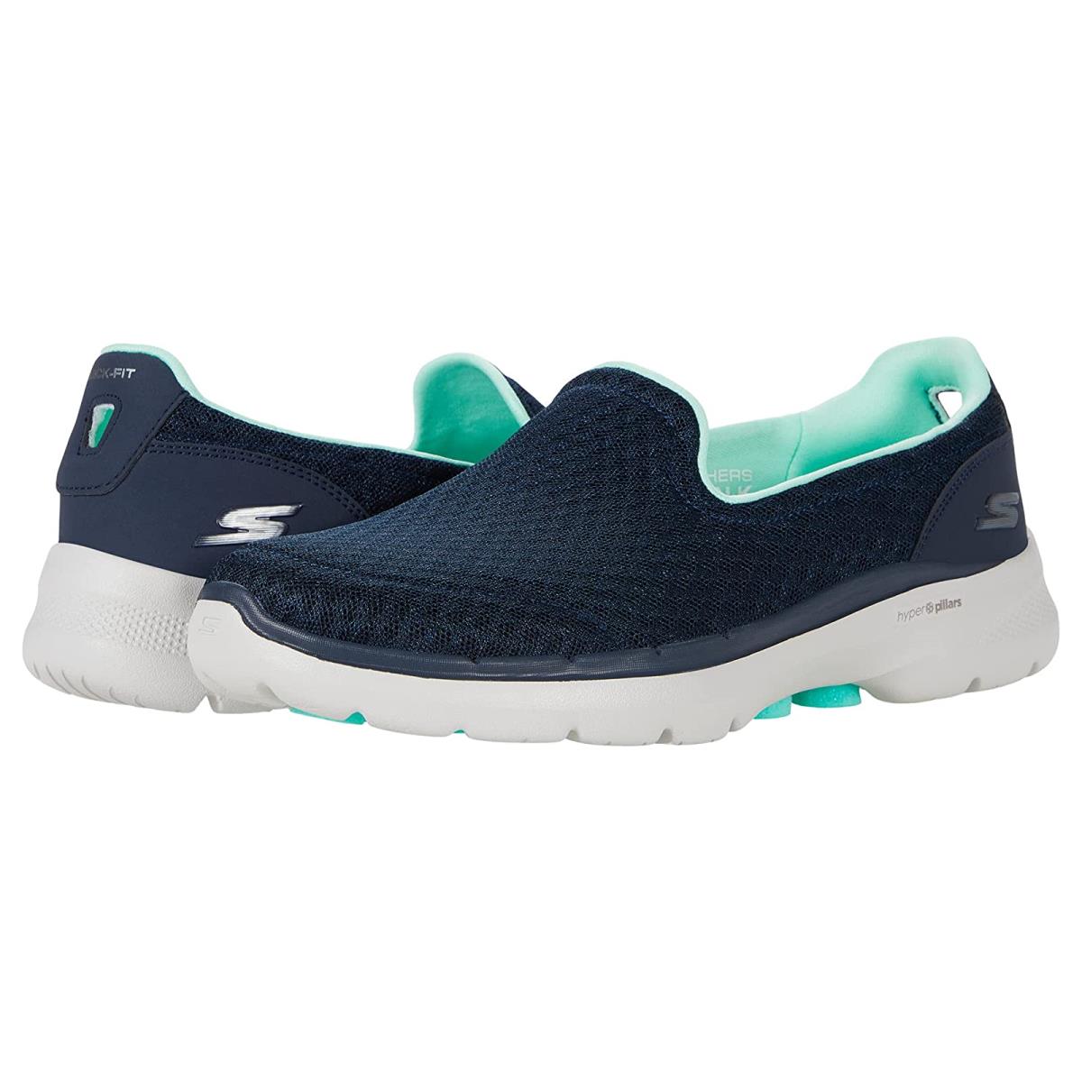 Woman`s Sneakers Athletic Shoes Skechers Performance Go Walk 6 Big Splash Navy/Turquoise