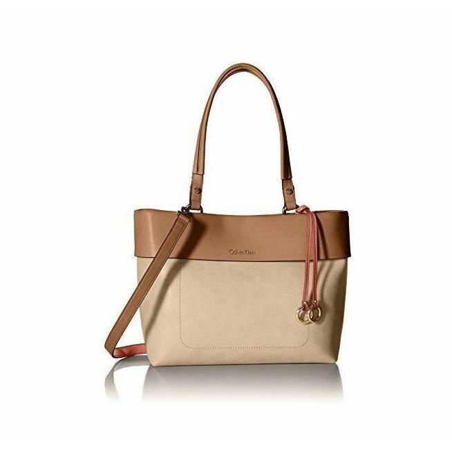 Calvin Klein Apricot Tan Tote Crossbody Leather East/west Gold