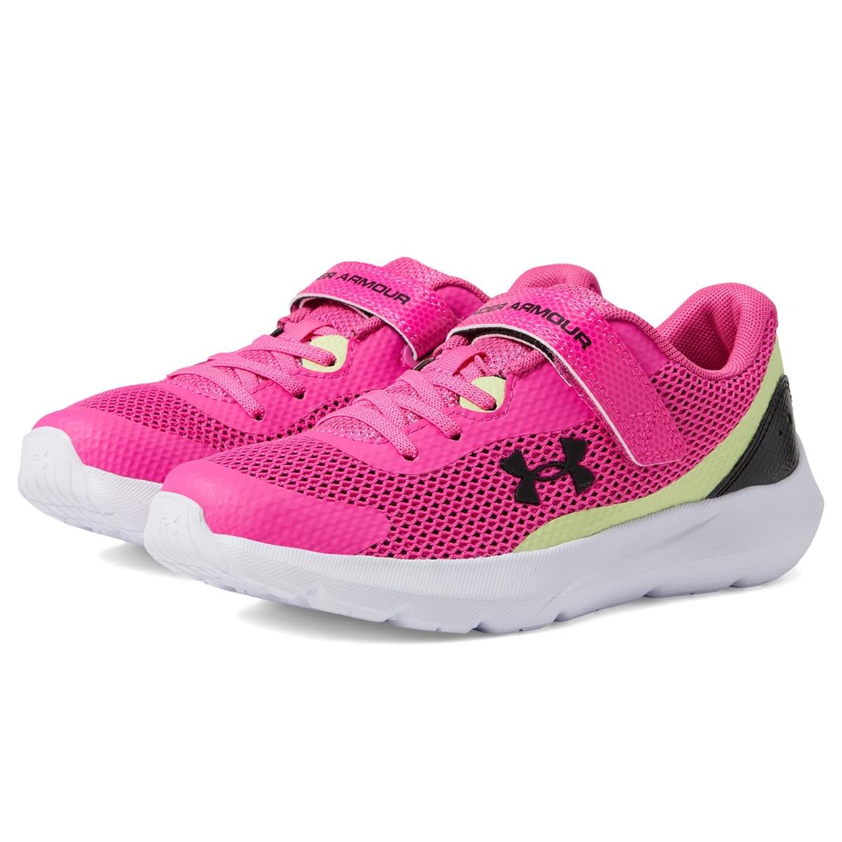 Girl`s Sneakers Athletic Shoes Under Armour Kids Surge 3 AC Little Kid Rebel Pink/Fade/Black