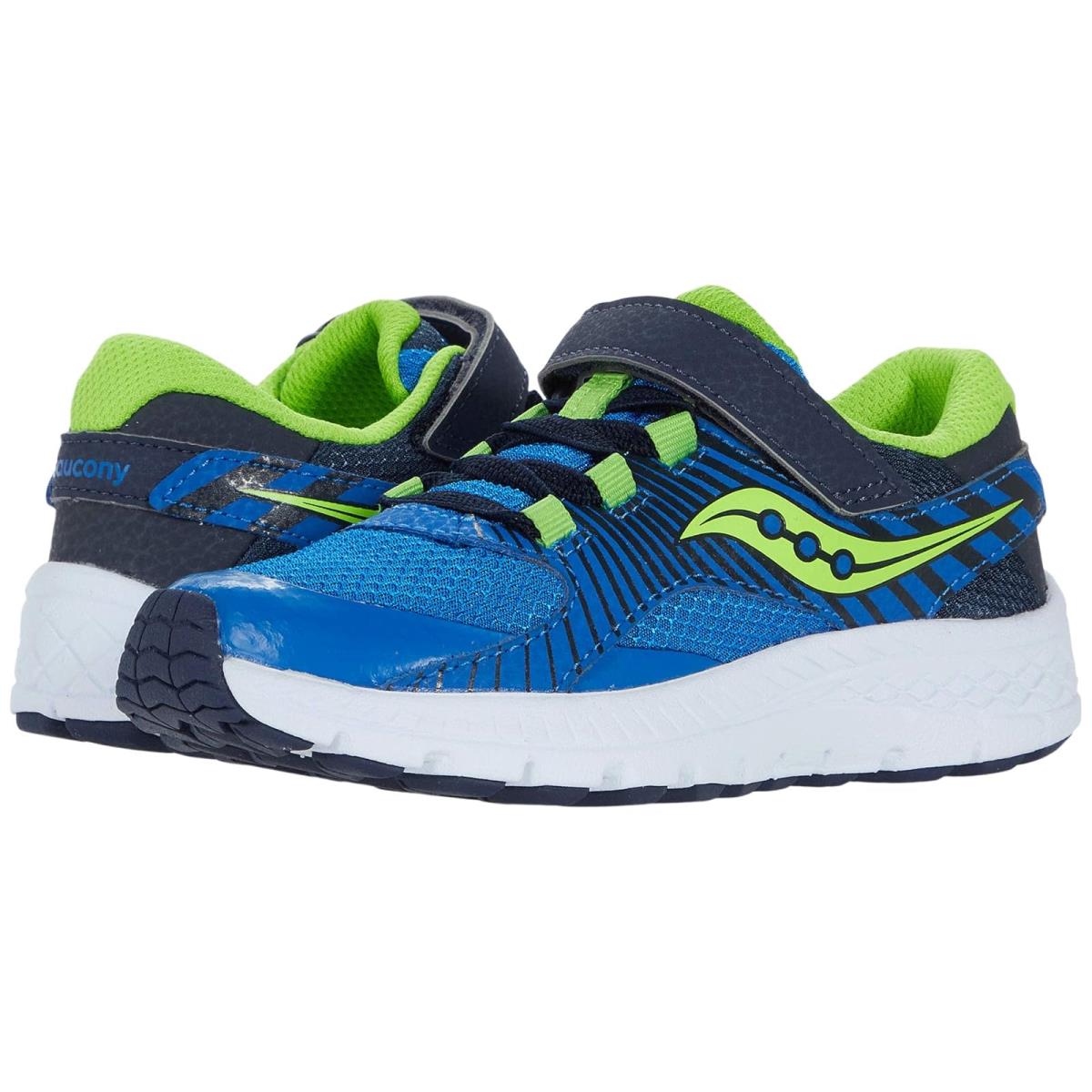 Boy`s Shoes Saucony Kids Velocer A/c Little Kid/big Kid Blue/Green