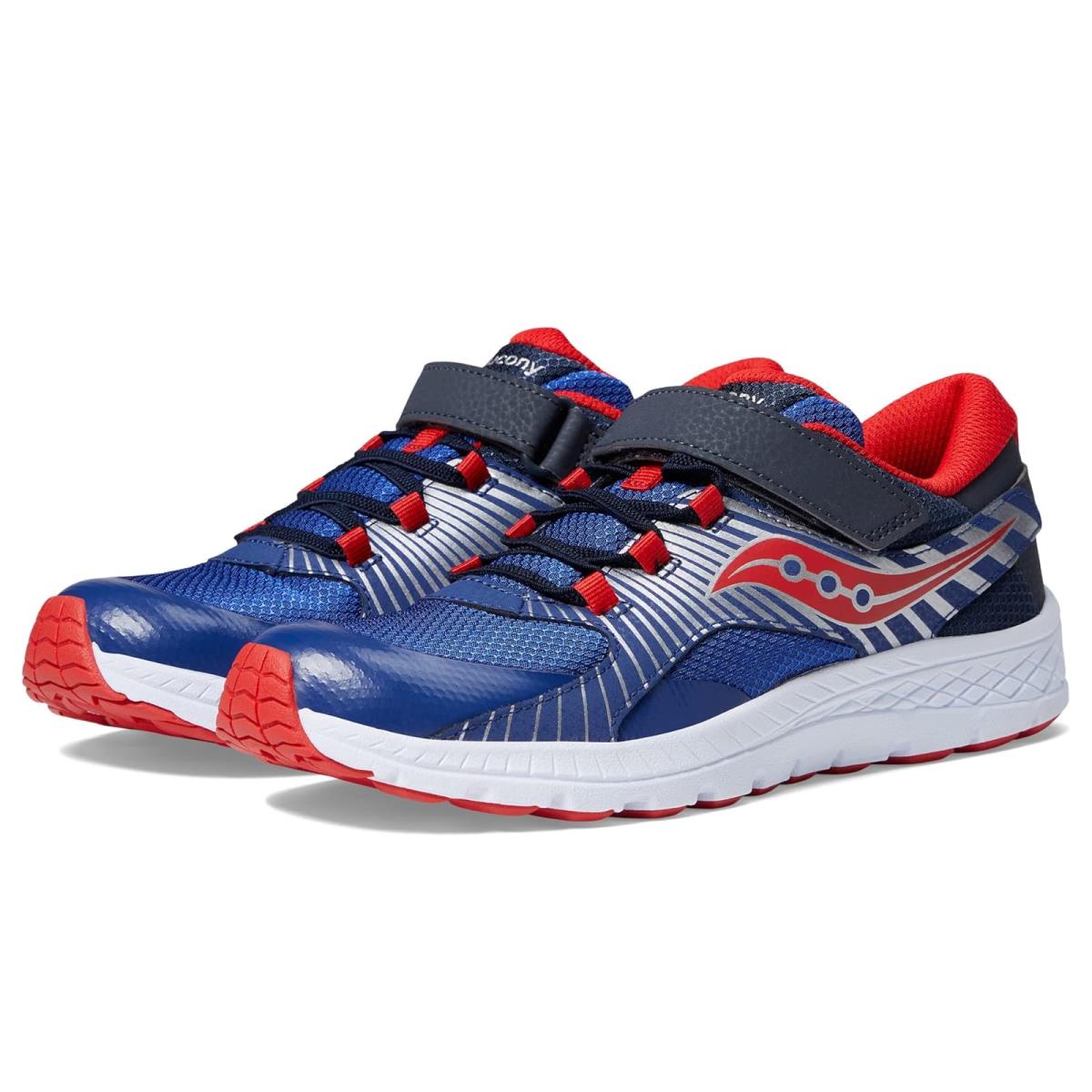 Boy`s Shoes Saucony Kids Velocer A/c Little Kid/big Kid Navy/Red