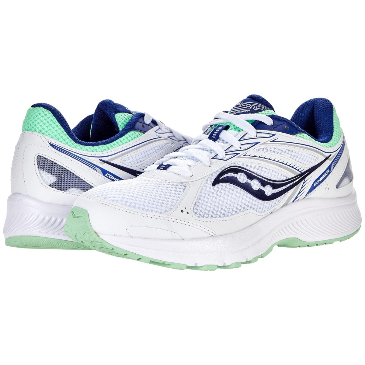 Woman`s Sneakers Athletic Shoes Saucony Cohesion 14 White/Navy/Mint
