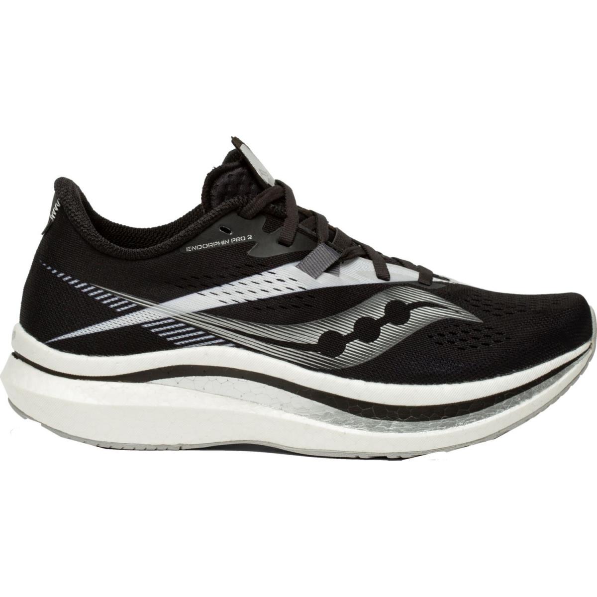 Womens Saucony Endorphin Pro 2 Running Shoes Black White Grey Silver S10687 10 - Black