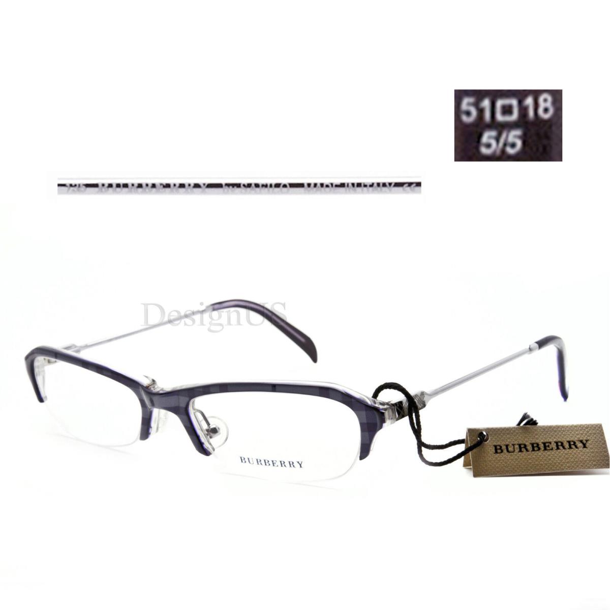 Burberry B 8457 0RT3 Half-rimless 51/18/135 Eyeglasses Made in Italy