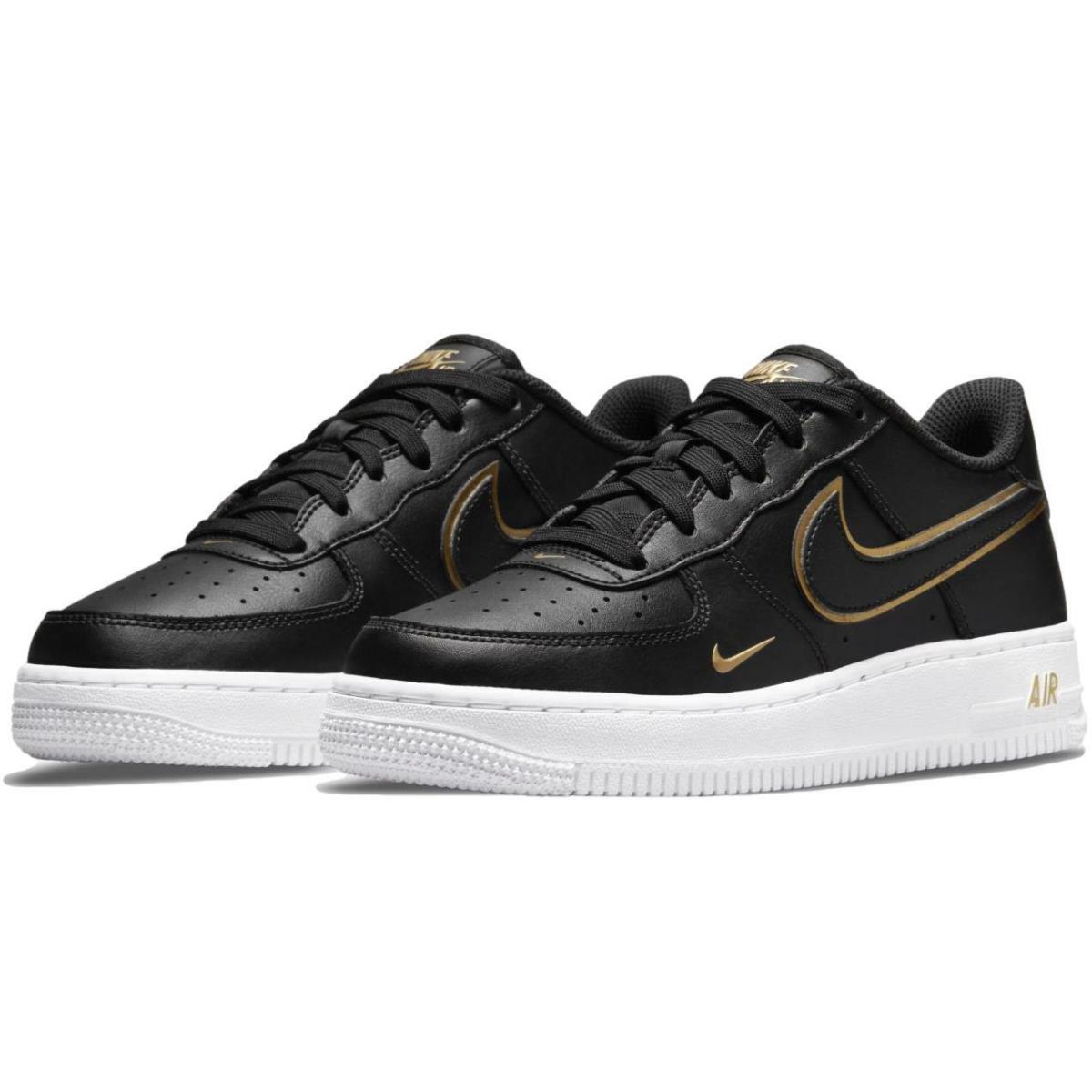 Nike Air Force 1 LV8 GS `black Metallic Gold` Youth Shoes DM3322-001 - Black/Black-Metallic Gold