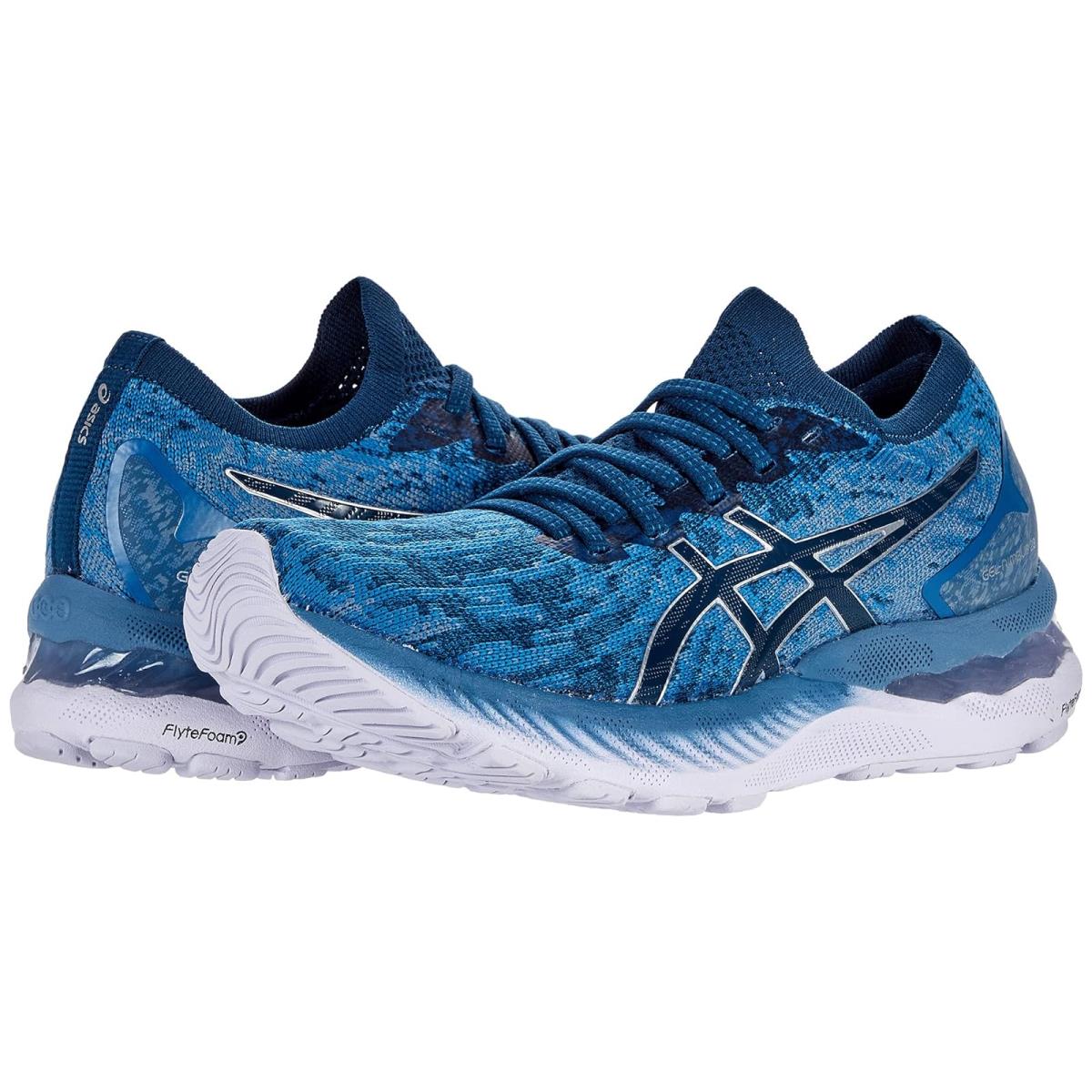 Woman`s Sneakers Athletic Shoes Asics Gel-nimbus 23 Knit Grey Floss/Mako Blue