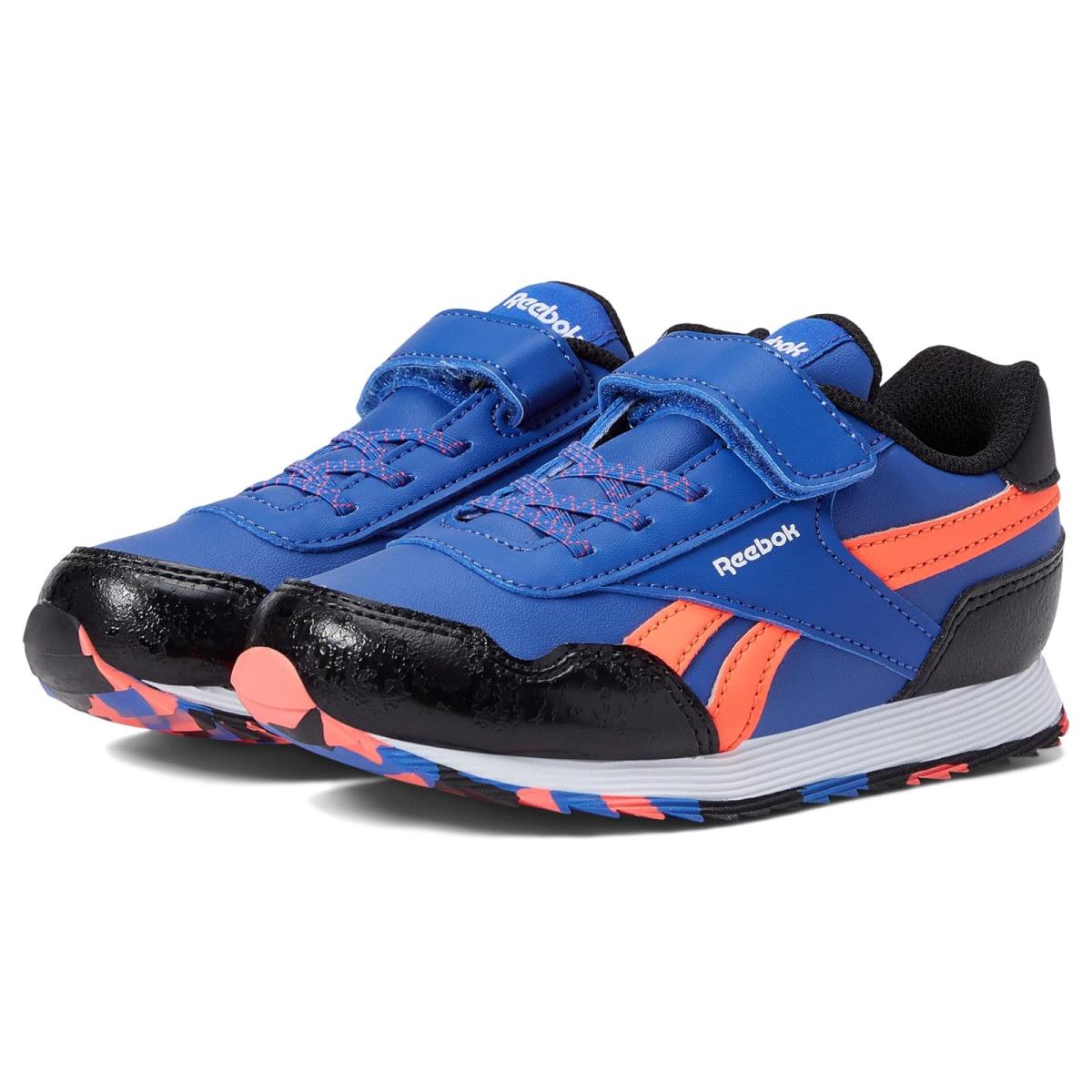 Boy`s Sneakers Athletic Shoes Reebok Kids Classic Jogger 3.0 Toddler Black/Vector Blue/Orange Flare
