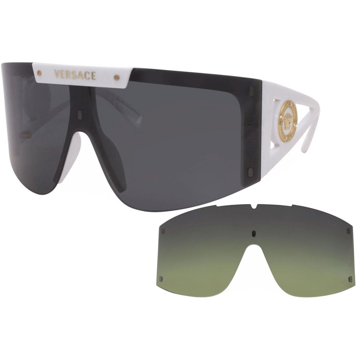 Versace 4393 401/1W Sunglasses White/clear W/extra 2pc Interchangeable Lenses