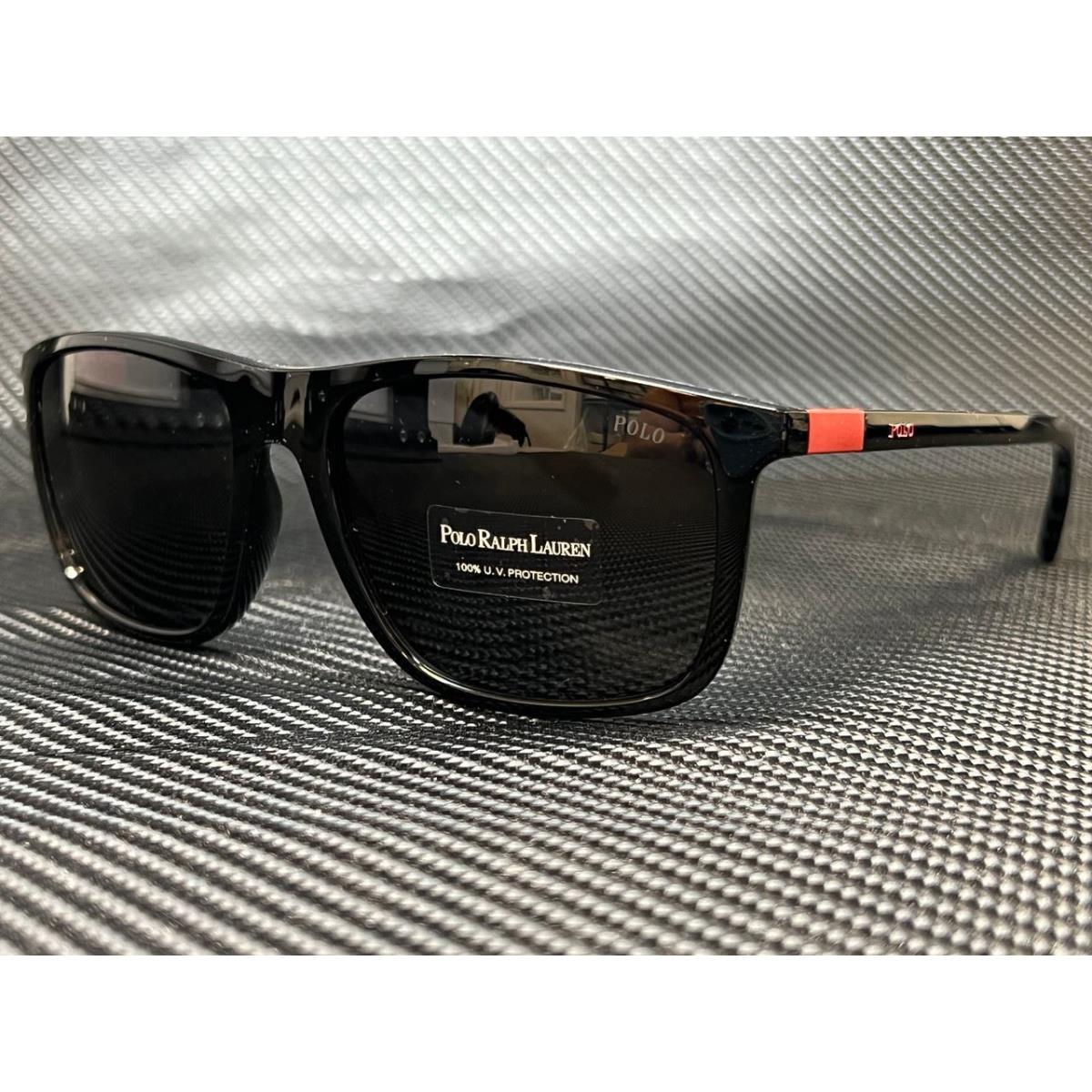 Polo Ralph Lauren PH4175 500187 Shiny Black Pillow 57 mm Men`s Sunglasses