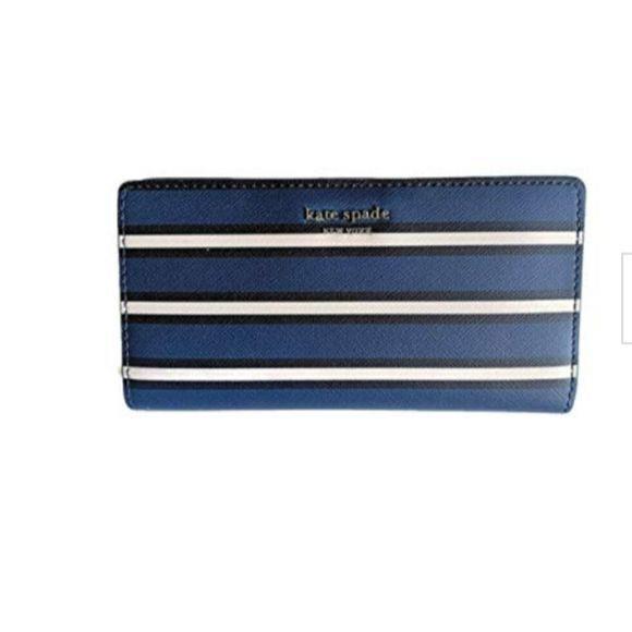 Kate Spade NY Cameron York Stripe Slim Bifold Wallet Blue Multi