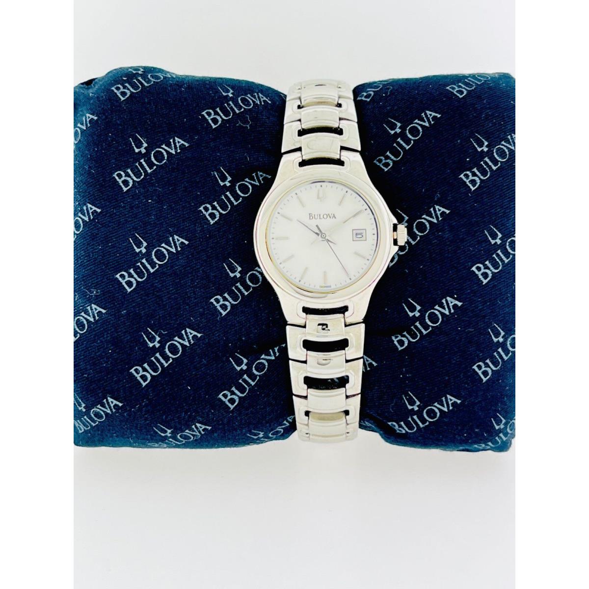 Womens Bulova 96M000 Stainless Steel Classic Style Watch with White Face