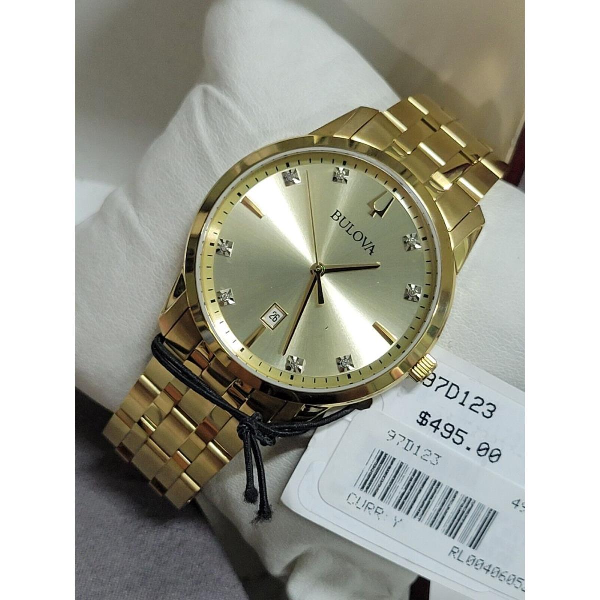 Bulova Sutton Gold Men`s Watch - 97D123 - Dial: Champagne, Band: Gold, Bezel: Gold