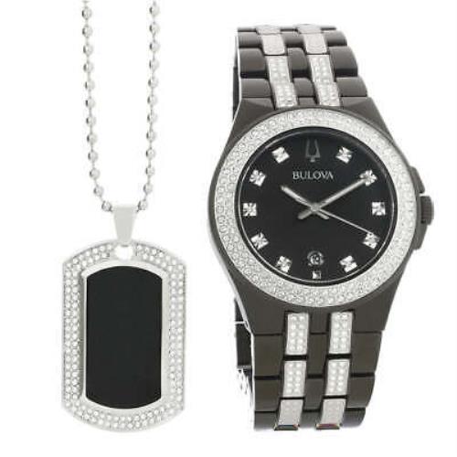 Bulova 98K101 Crystal Men`s Two-tone Stainless Steel with Sets of Crystal Watch
