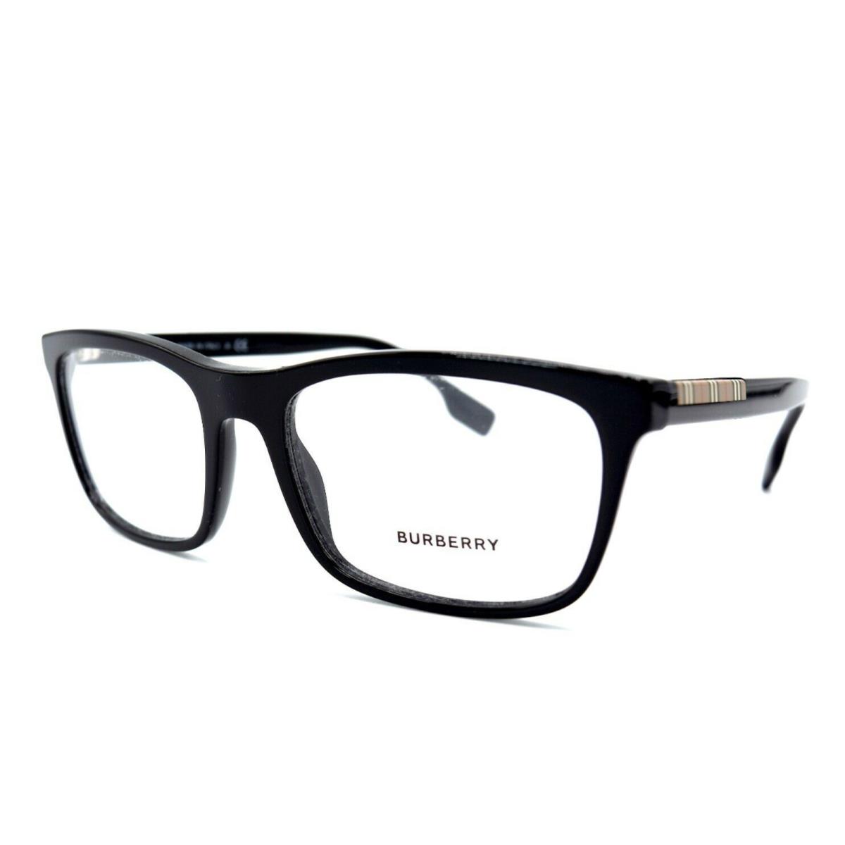 Burberry Eyeglasses B 2334 3001 55-18 145 Black Frames W/plaid Design Hinges